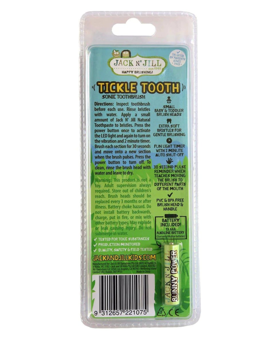 Jack n Jill Sonic Toothbrush Tickle Tooth 0-3 Years