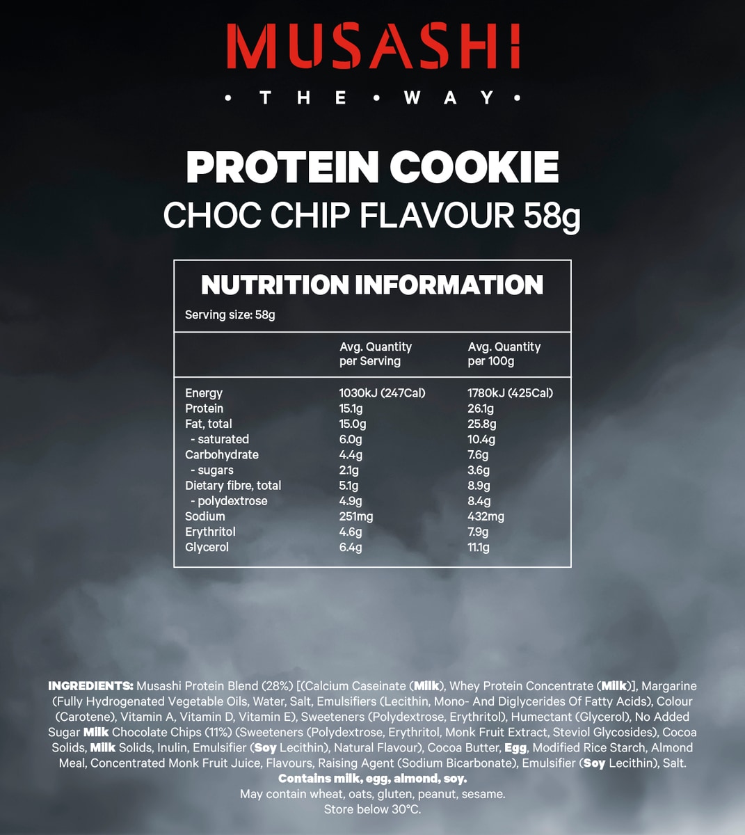 Musashi Choc Chip Protein Cookie 12 x 58g