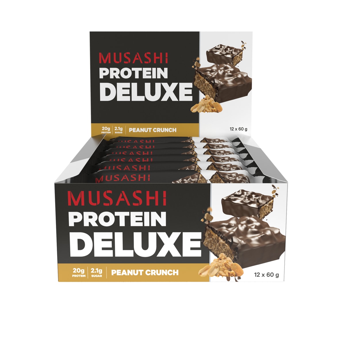 Musashi Deluxe Protein Bar Peanut Crunch 12 x 60g