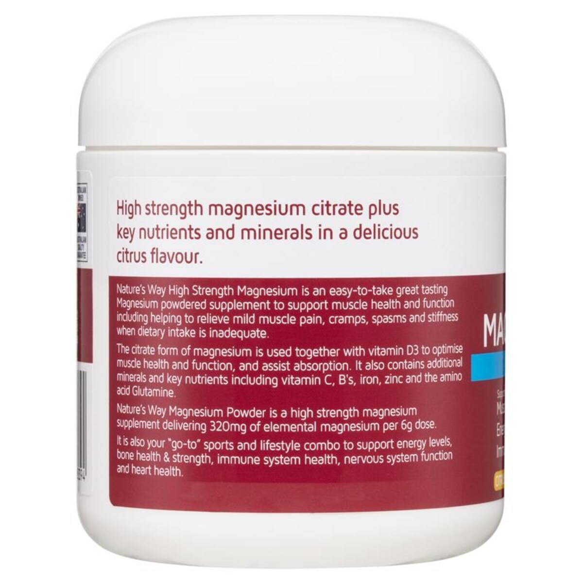 Natures Way High Strength Magnesium Powder Citrus 210g