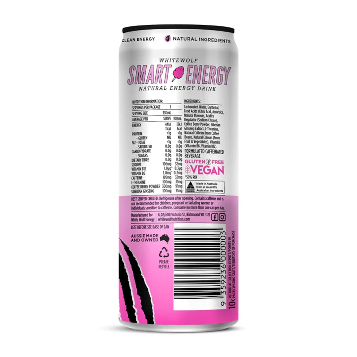 White Wolf Smart Energy Drink Cotton Candy 12 x 330ml