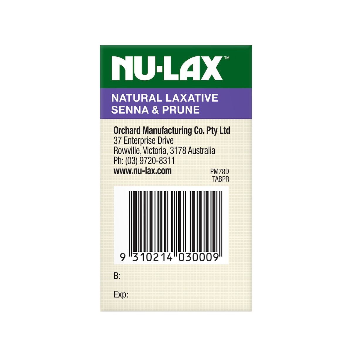 Nu-Lax Natural Laxative Senna & Prune 40 Tablets