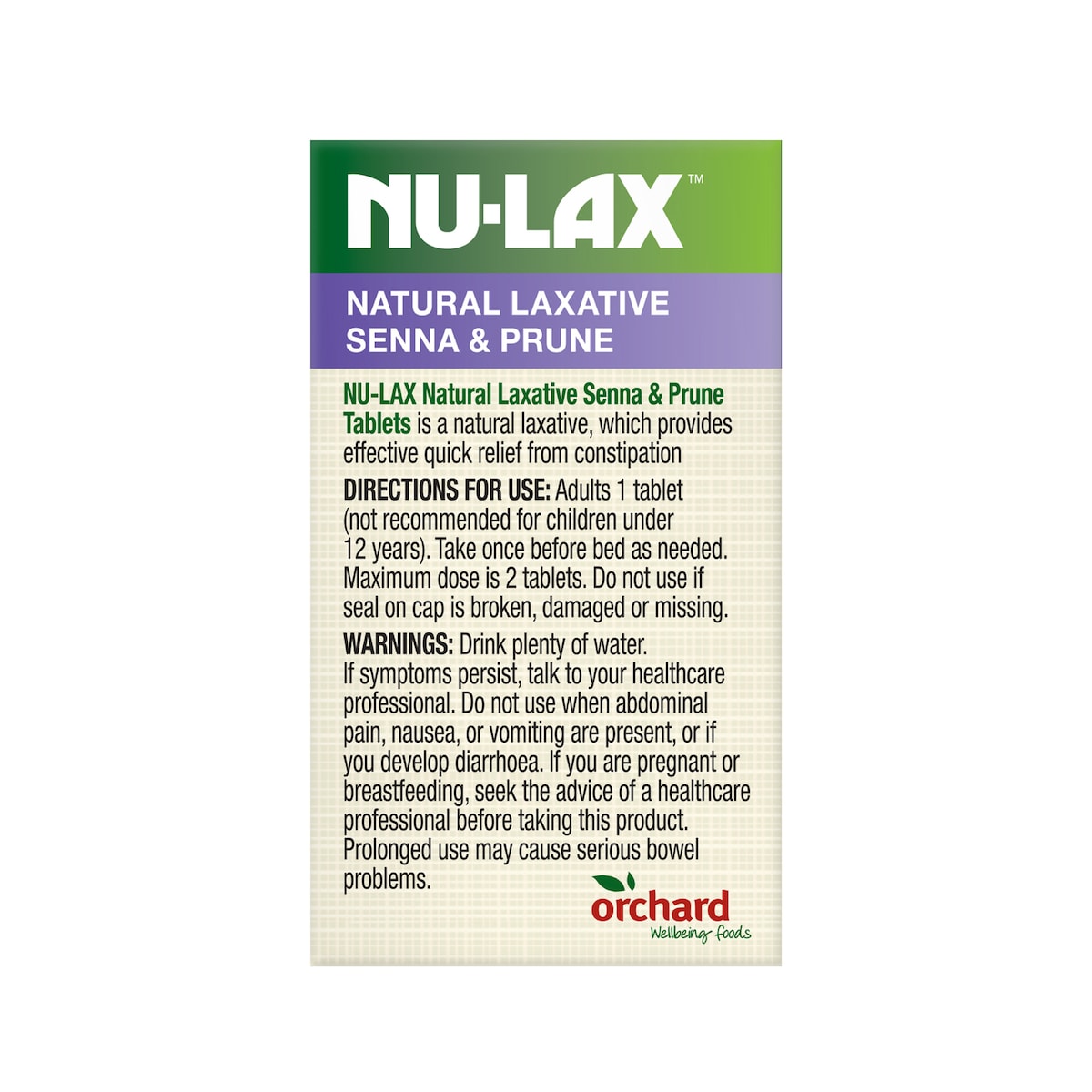 Nu-Lax Natural Laxative Senna & Prune 40 Tablets