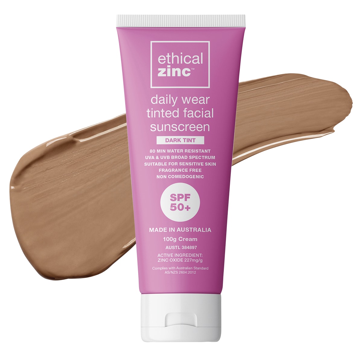 Ethical Zinc Daily Wear Tinted Facial Sunscreen Dark Tint SPF50 100g