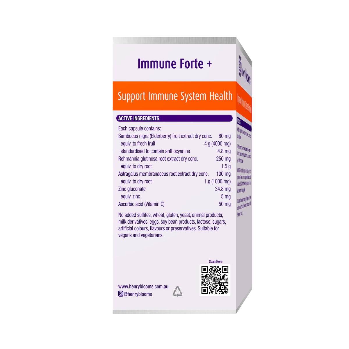 Henry Blooms Immune Forte + 60 Vege Capsules