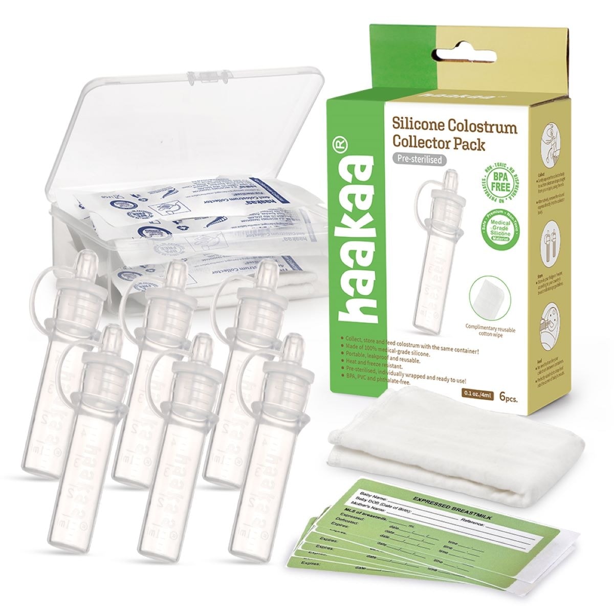 Haakaa Silicone Colostrum Collector Set Pre-Sterilised 4ml 6 Pack