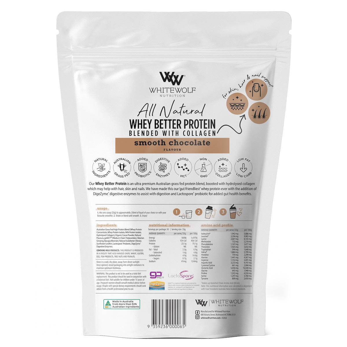 White Wolf Nutrition Whey Better Protein Smooth Chocolate 990g