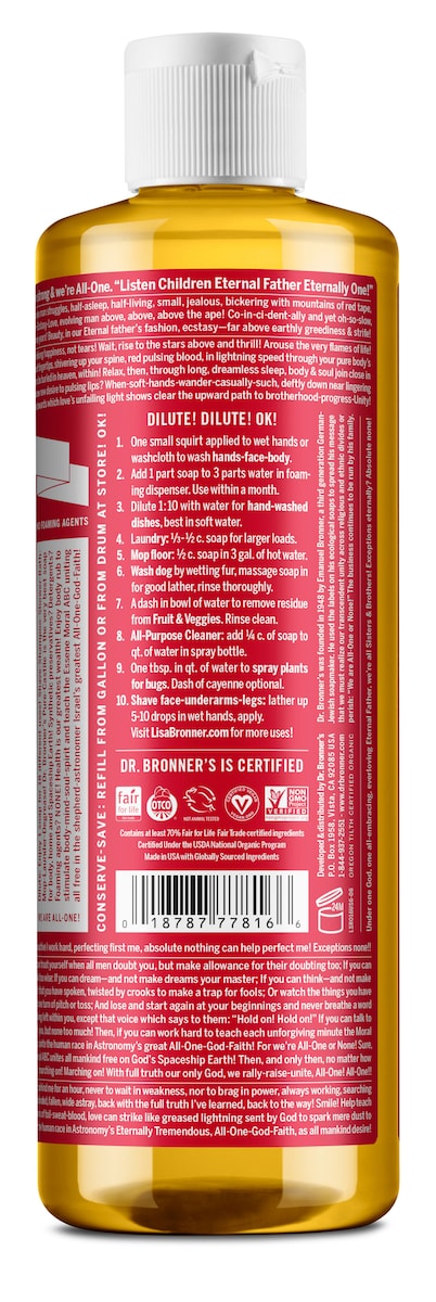 Dr Bronner's Pure Castile Liquid Soap Rose 473ml