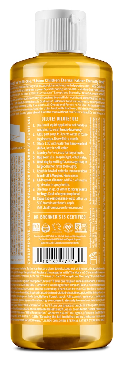 Dr Bronner's Pure Castile Liquid Soap Citrus 473ml