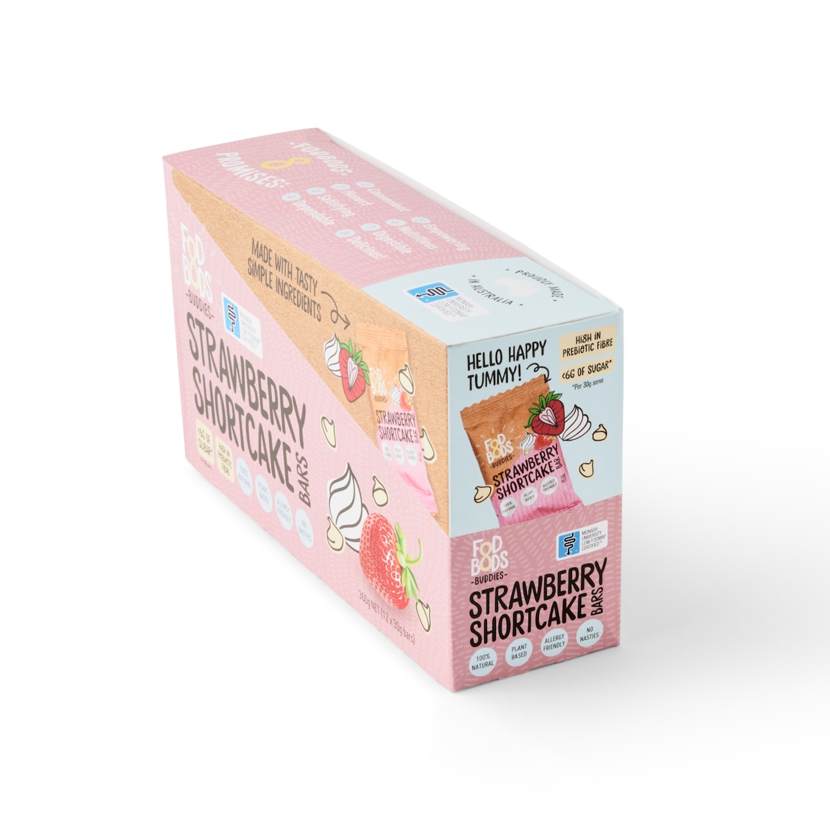 Fodbods Buddies Strawberry Shortcake Bars 12 x 30g