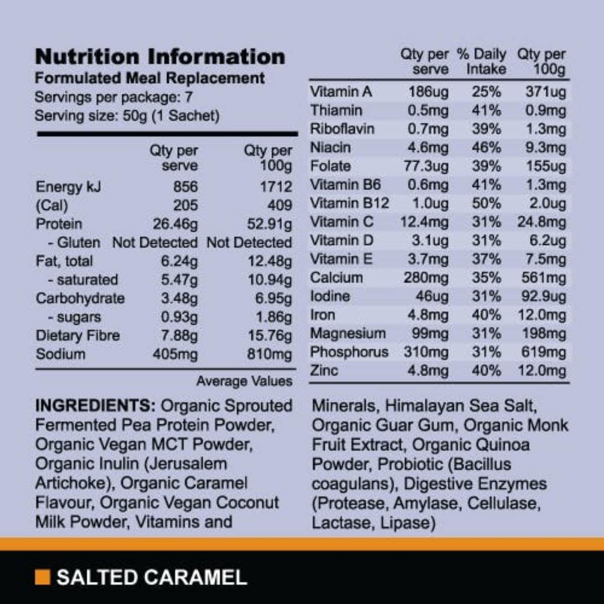 Proganics Organic Plant Based Meal Replacement Salted Caramel 350g