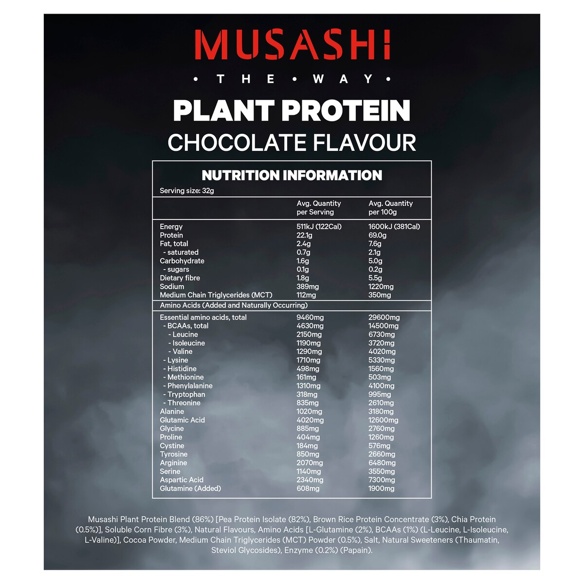 thumbnail image 2 of MUSASHI Plant Protein 2kg – Chocolate Milkshake Flavour – Vegan, 22g Protein 2 of 5