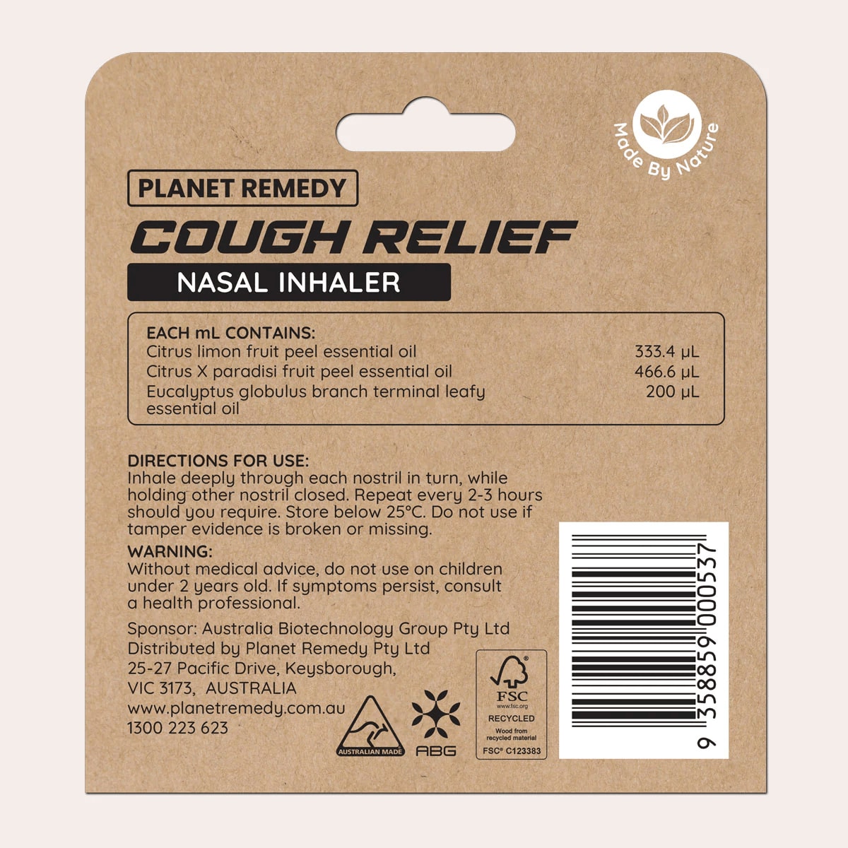 Planet Remedy Cough Relief Nasal Inhaler 1ml