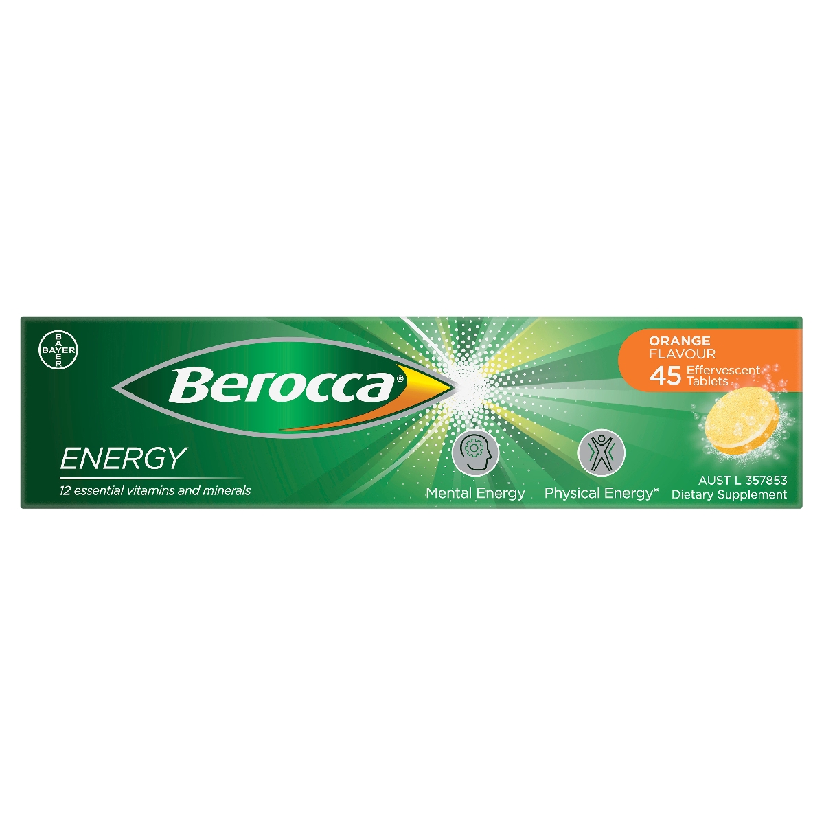 Berocca Energy Orange Effervescent Tablets 45 Pack