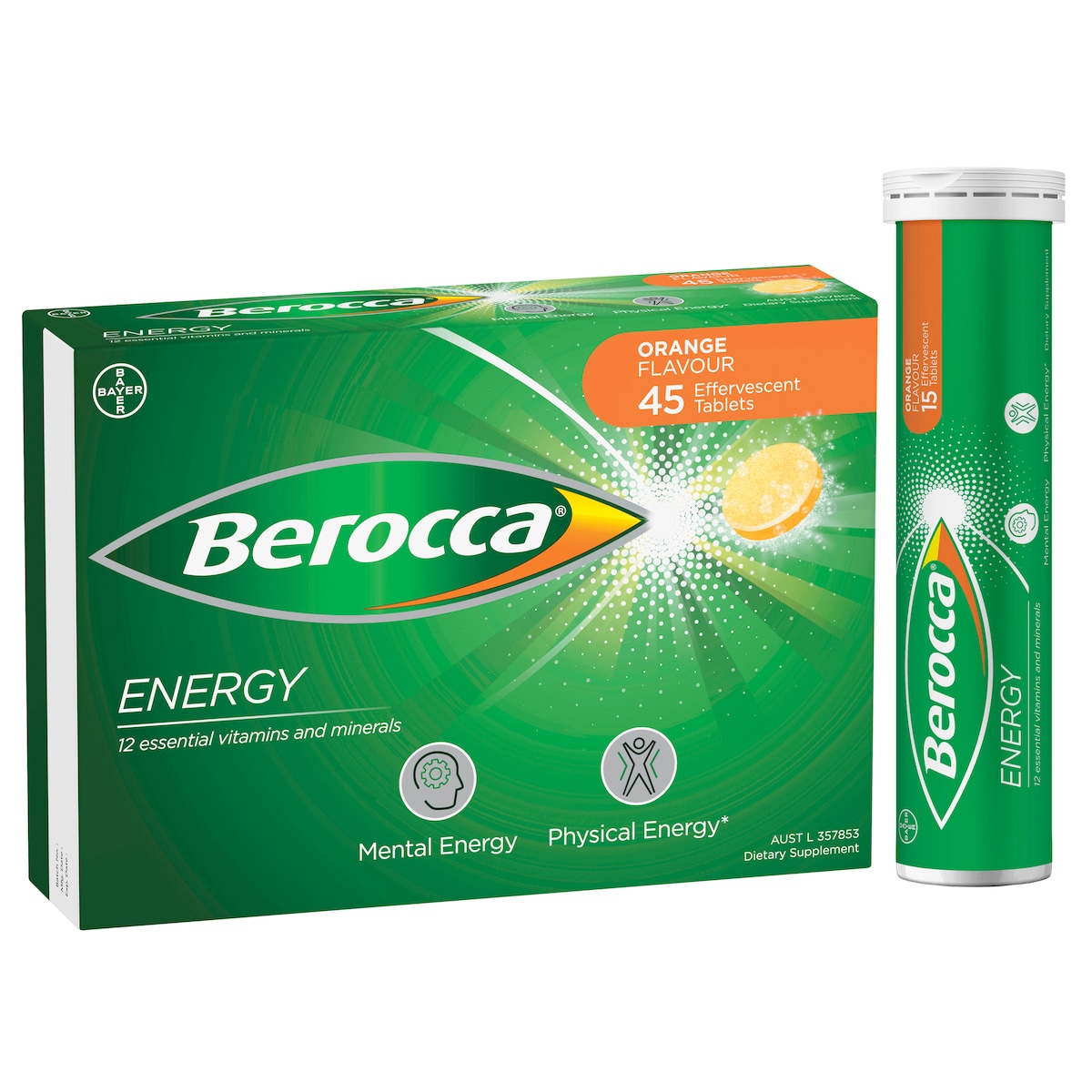 Berocca Energy Orange Effervescent Tablets 45 Pack