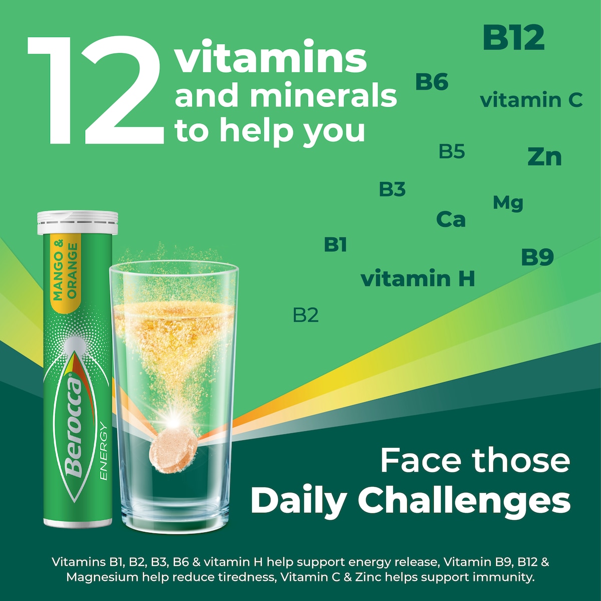 Berocca Energy Mango & Orange 45 Effervescent Tablets