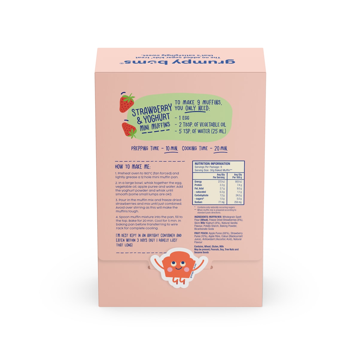 Grumpy Bums Strawberry and Yoghurt Mini Muffin Mix 215g