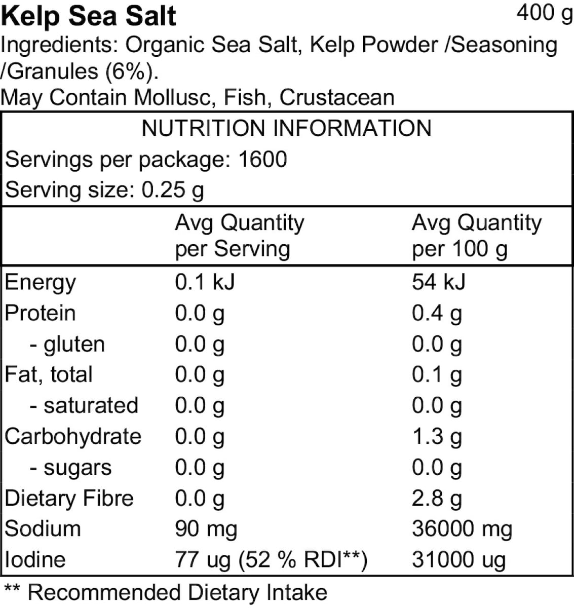 Pacific Harvest Kelp Salt Naturally Iodised 400g