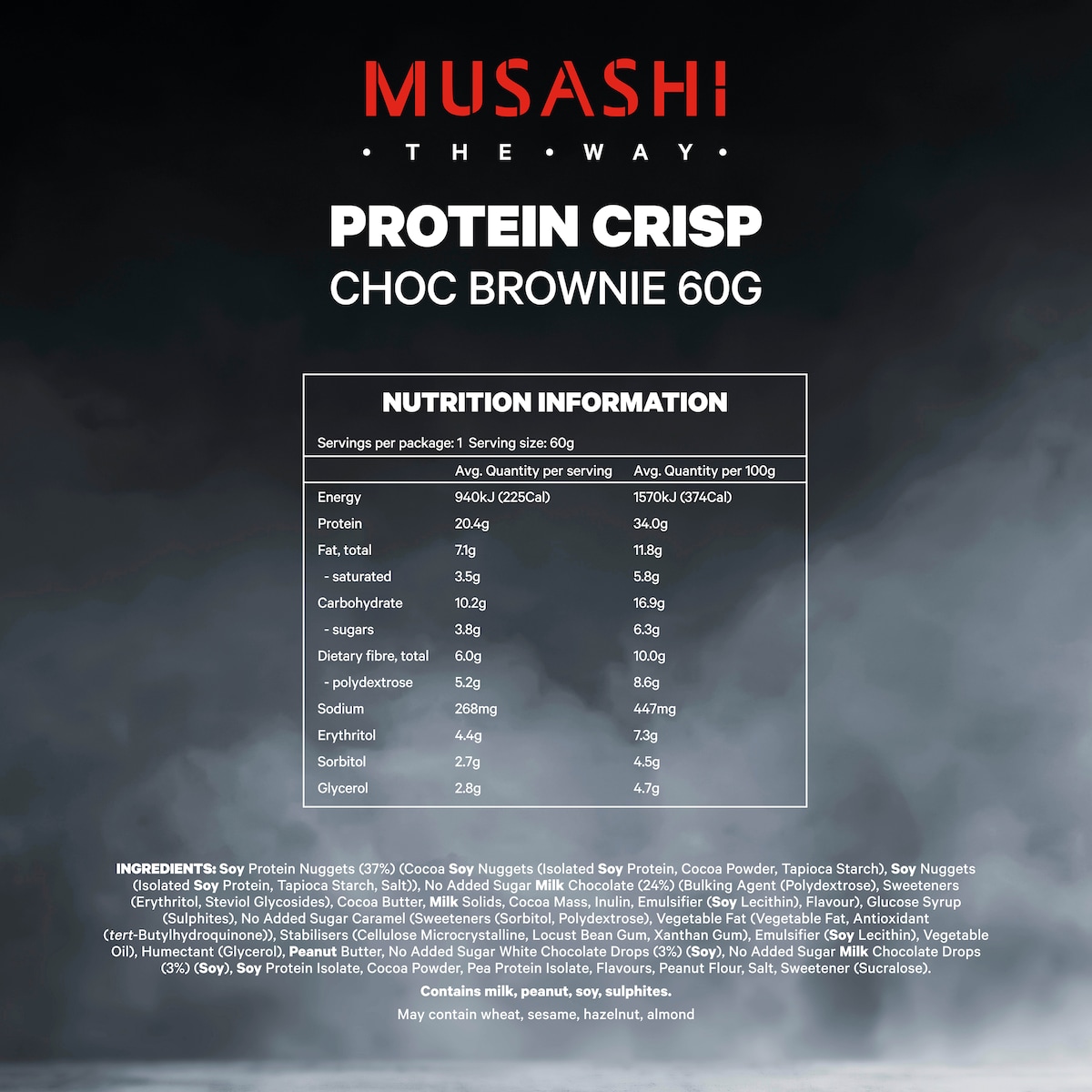 Musashi Protein Crisp Bar Choc Brownie 12 x 60g