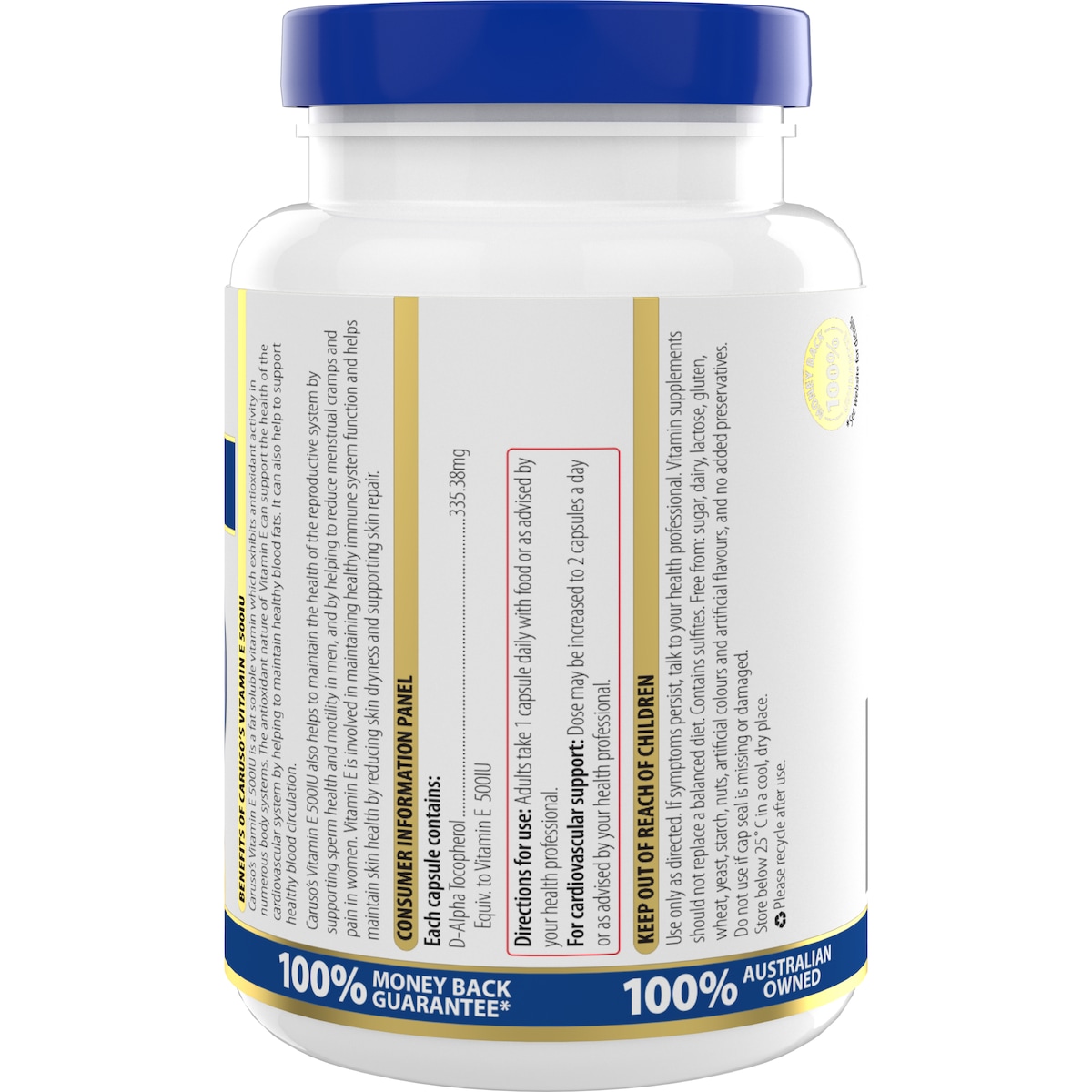 Carusos Vitamin E 500IU 150 Capsules