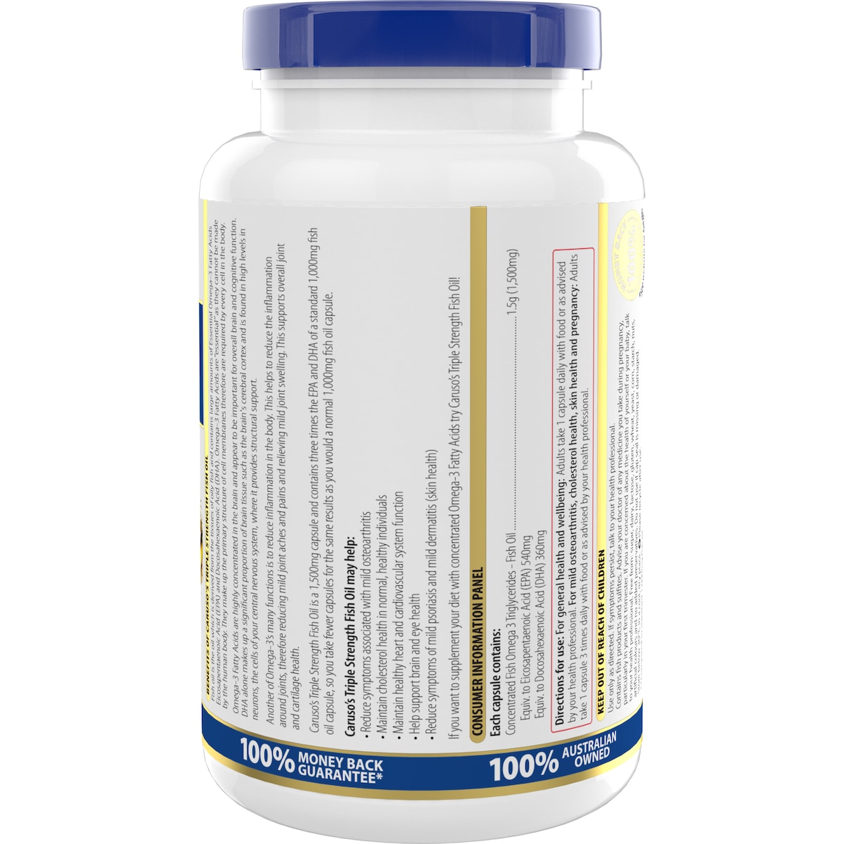 Carusos Triple Strength Fish Oil Concentrate 150 Capsules | Healthylife Australia