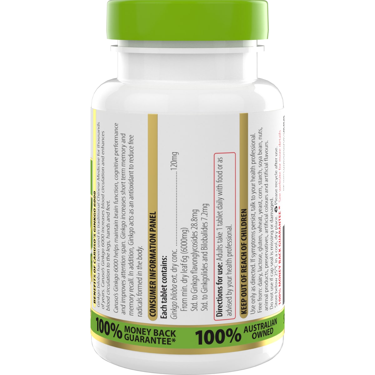 Carusos Ginkgo 6000mg 60 Tablets