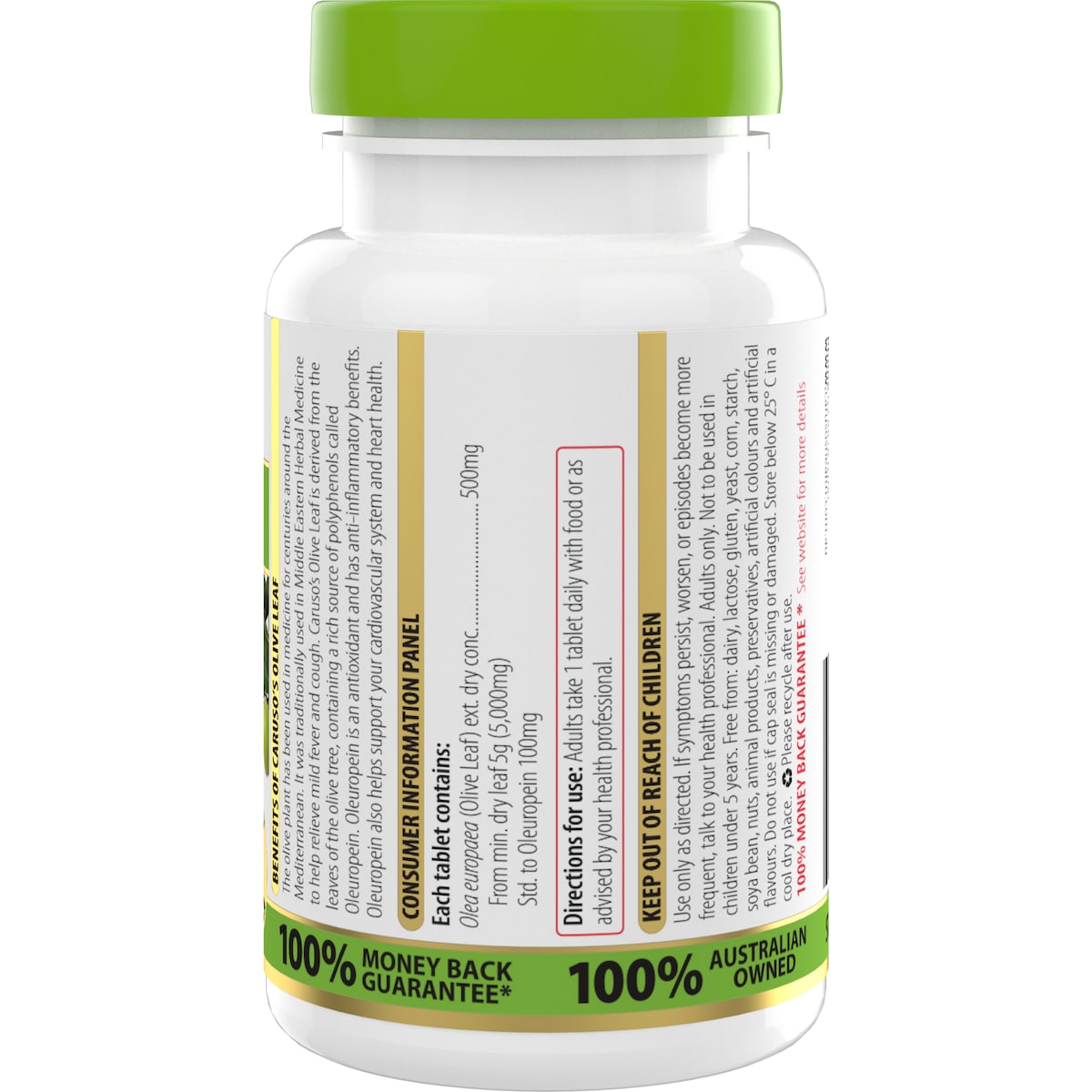 Carusos Olive Leaf 60 Tablets