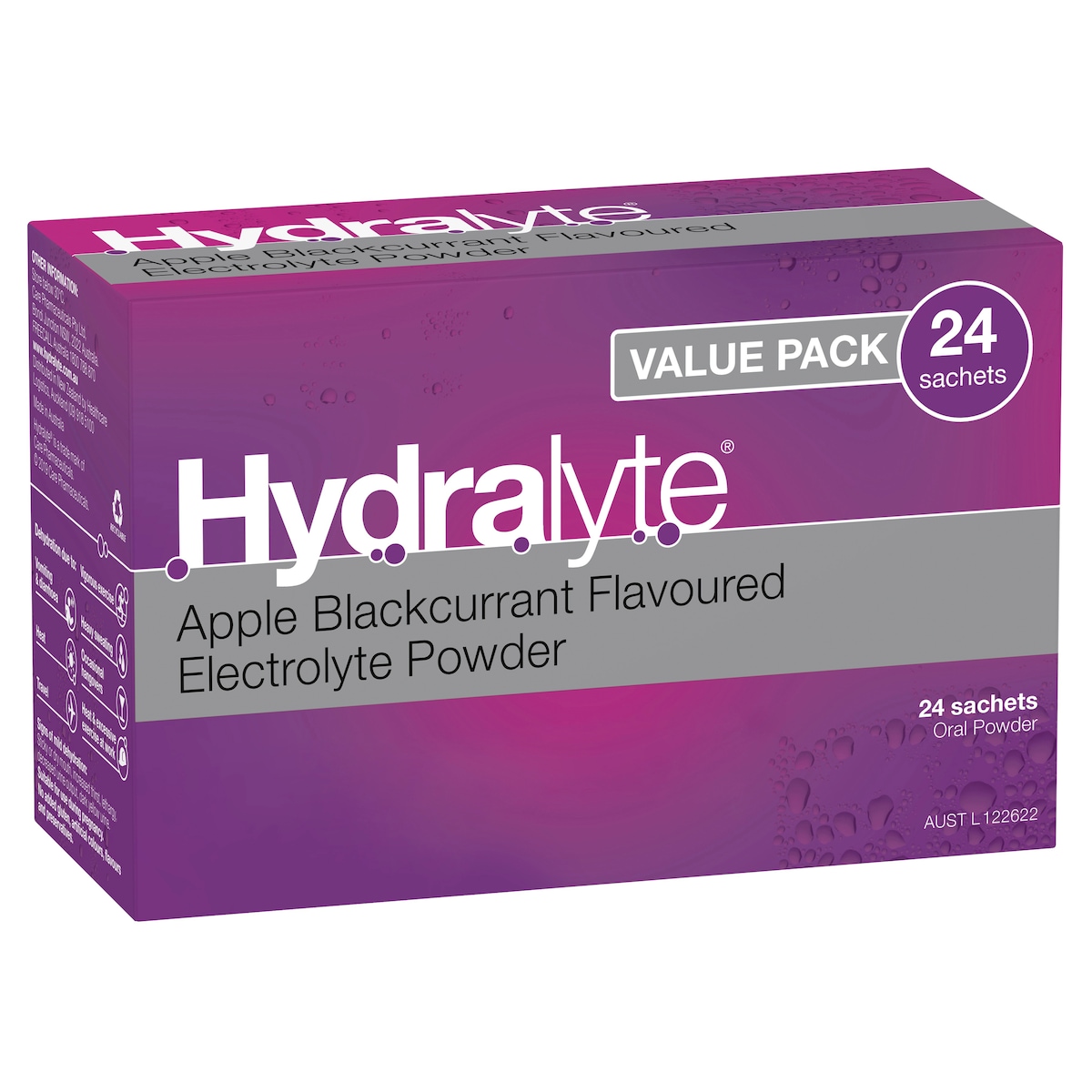 Hydralyte Electrolyte Powder Apple Blackcurrant 24 Sachets