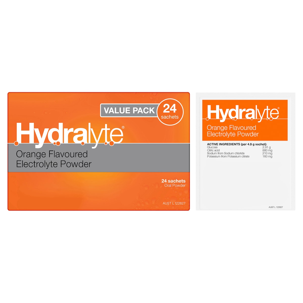 Hydralyte Electrolyte Powder Orange 24 Sachets