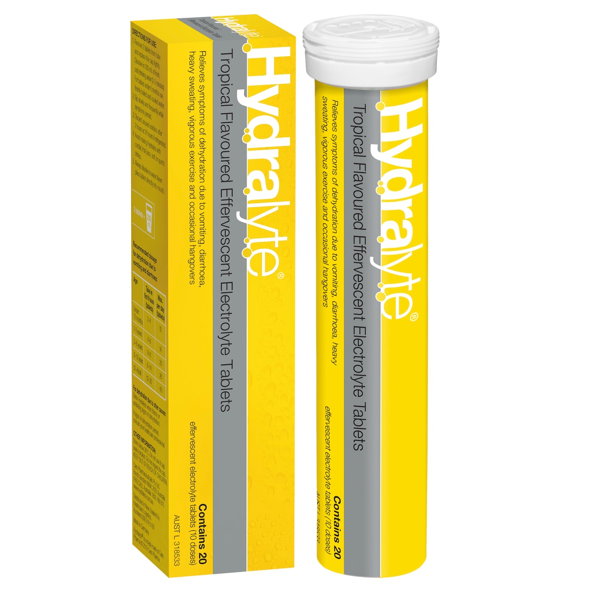 Hydralyte Effervescent Electrolyte Tablets Tropical 20 Pack