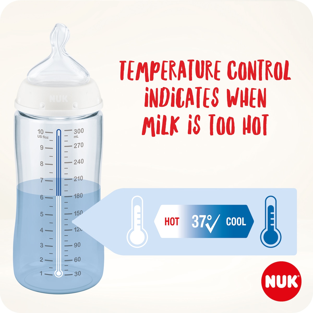 NUK First Choice+ Bottle with Temp Control 0-6 Months 300ml