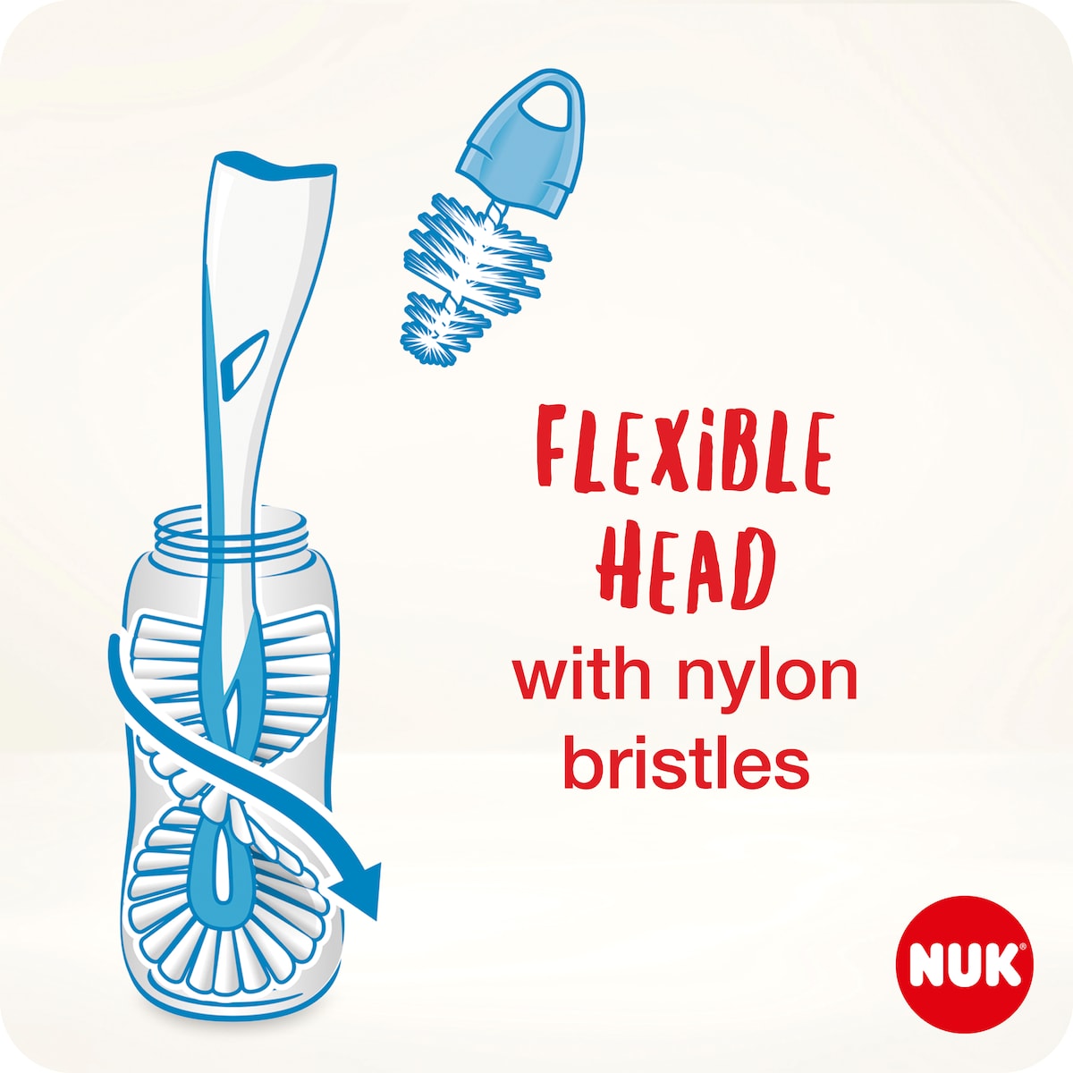 NUK 2-in-1 Flexible Bottle and Teat Cleaning Brush