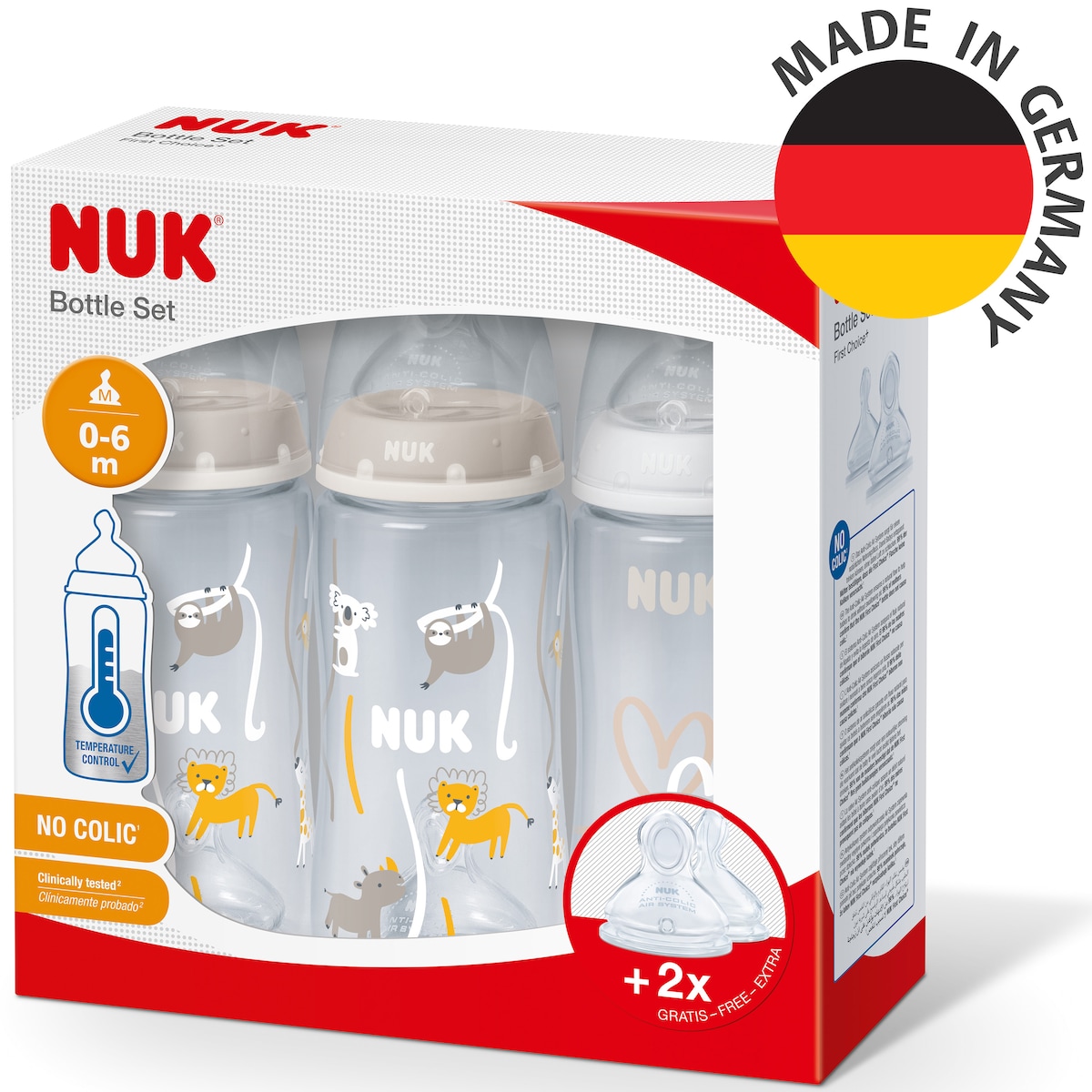 NUK First Choice+ Baby Bottle Set 0-6 Months 300ml 3 Pack