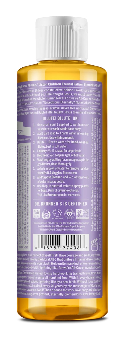 Dr Bronner's Pure Castile Liquid Soap Lavender 237ml