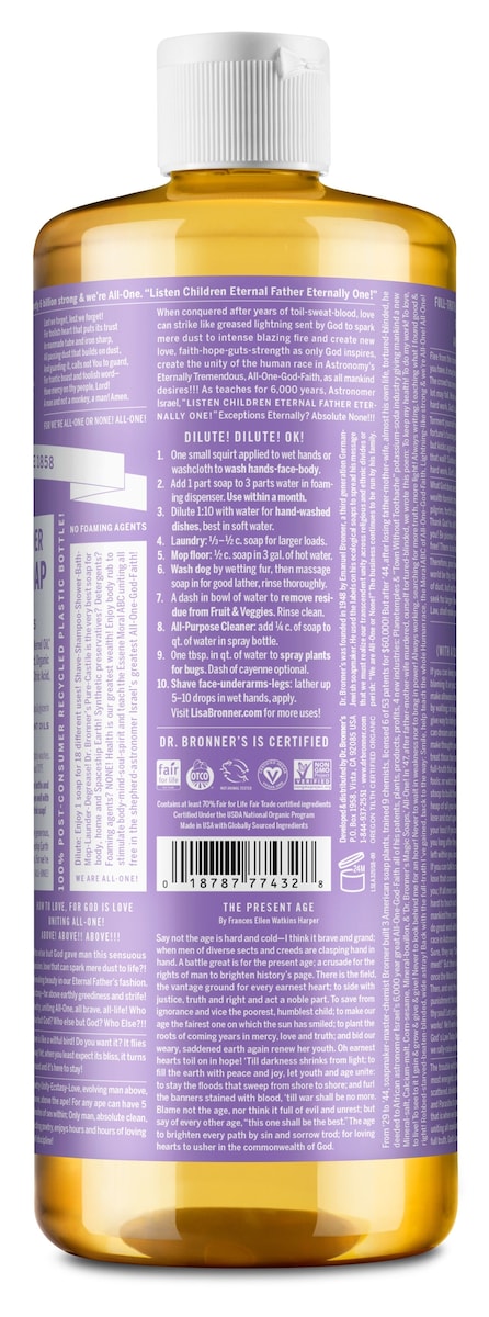 Dr Bronner's Pure Castile Liquid Soap Lavender 946ml