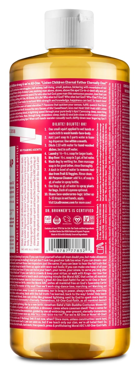 Dr Bronner's Pure Castile Liquid Soap Rose 946ml