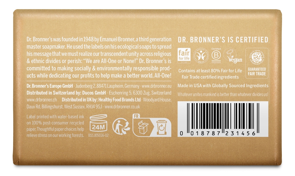 Dr Bronner's Sandalwood Jasmine Soap Bar 140g