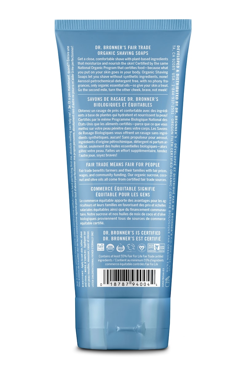 Dr Bronner's Organic Shaving Soap Unscented 207ml