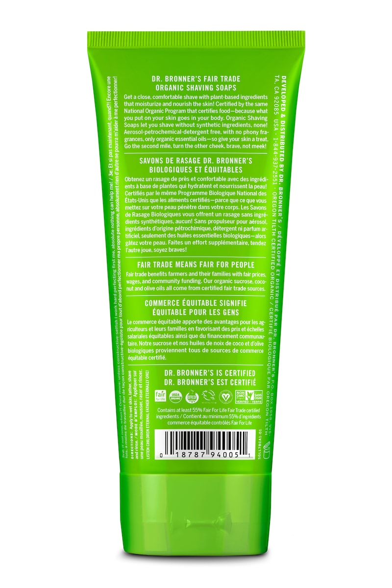 Dr Bronner's Organic Shaving Soap Lemongrass Lime 208ml