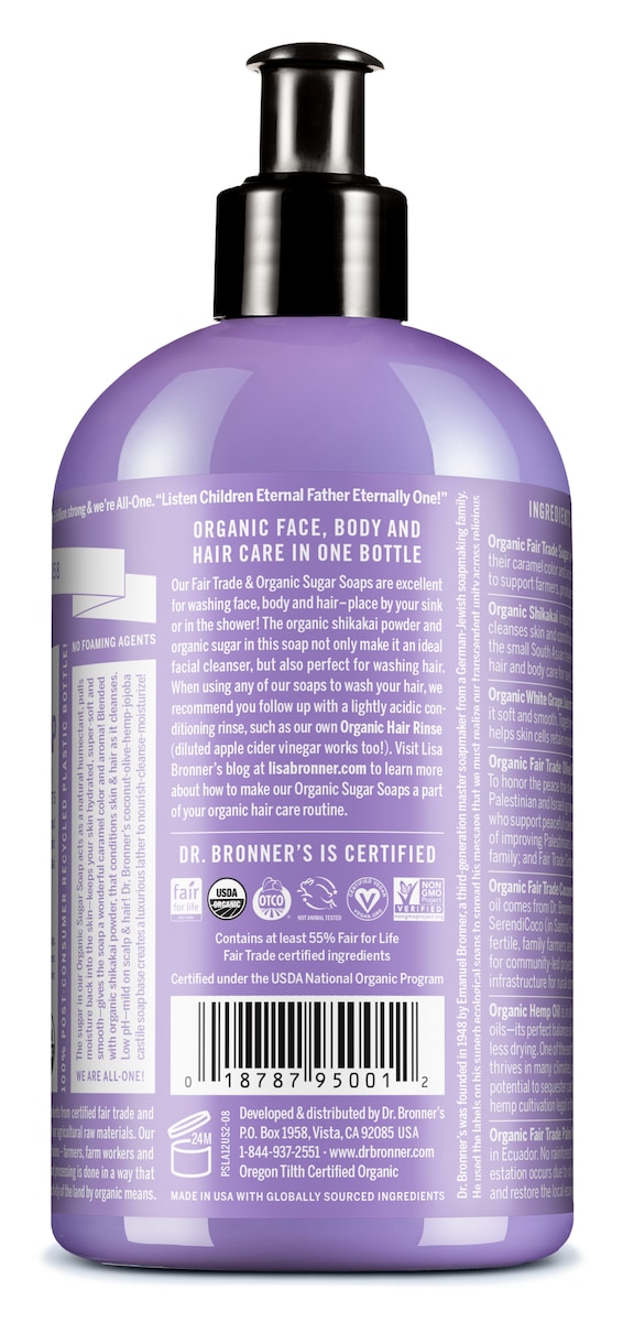 Dr Bronner's Organic Sugar Soap Lavender 355ml