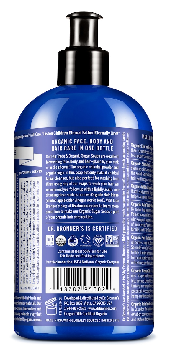 Dr Bronner's Organic Sugar Soap Peppermint 355ml