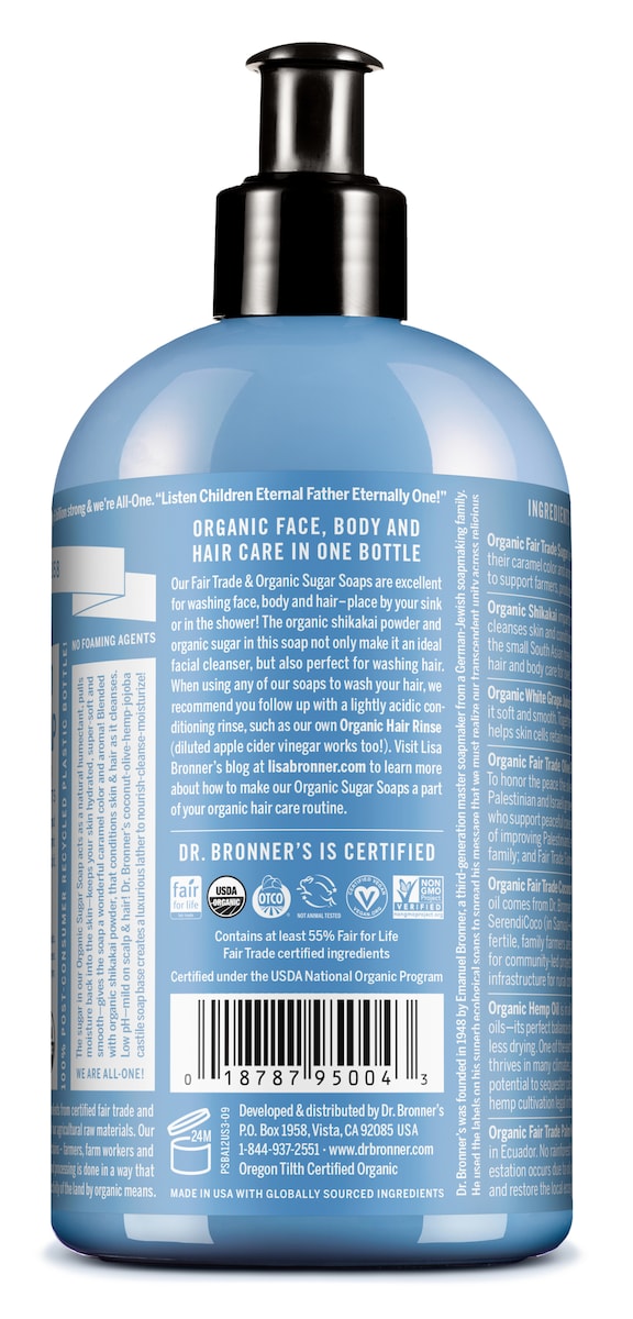 Dr Bronner's Organic Sugar Soap Baby Unscented 355ml