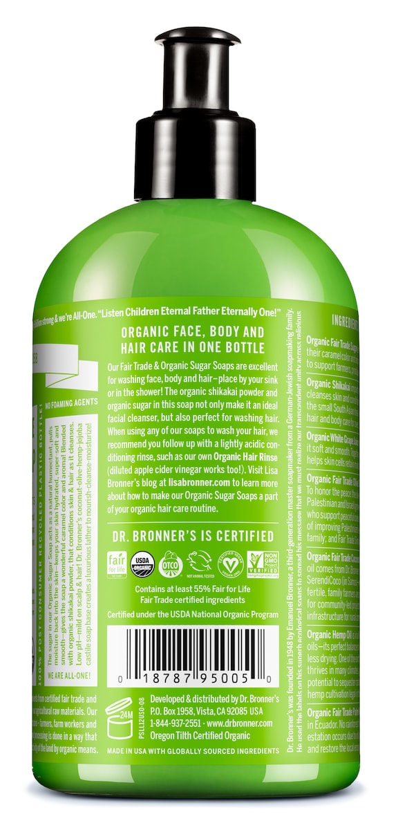 Dr Bronner's Organic Sugar Soap Lemongrass Lime 355ml