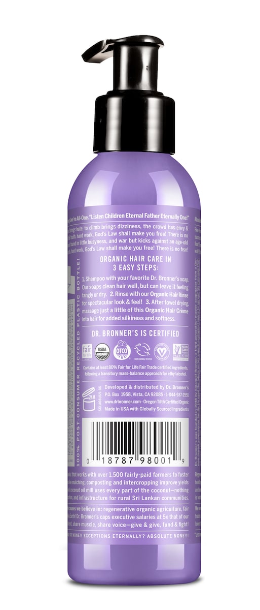 Dr Bronner's Lavender Coconut Organic Hair Creme 177ml