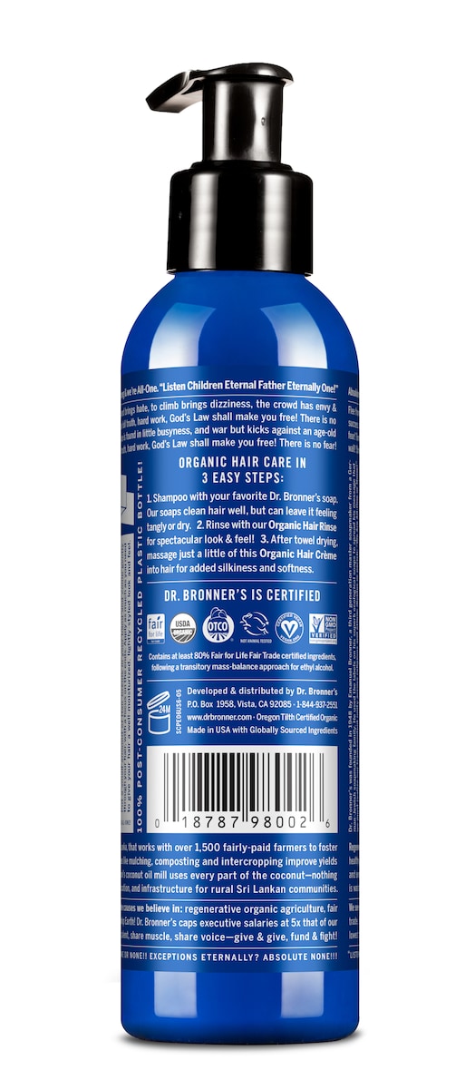 Dr Bronner's Peppermint Organic Hair Creme 177ml