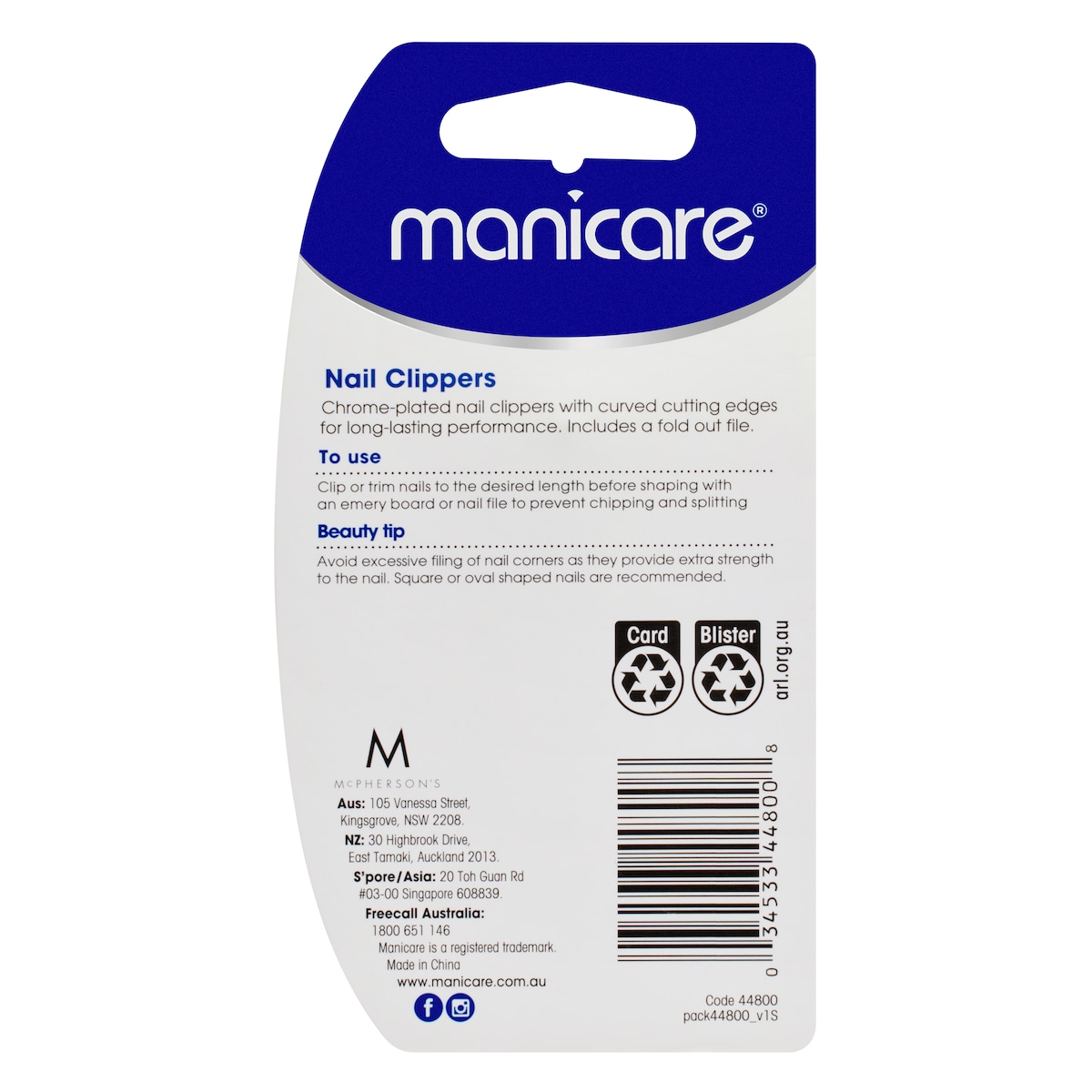 Manicare Nail Clippers with Nail File