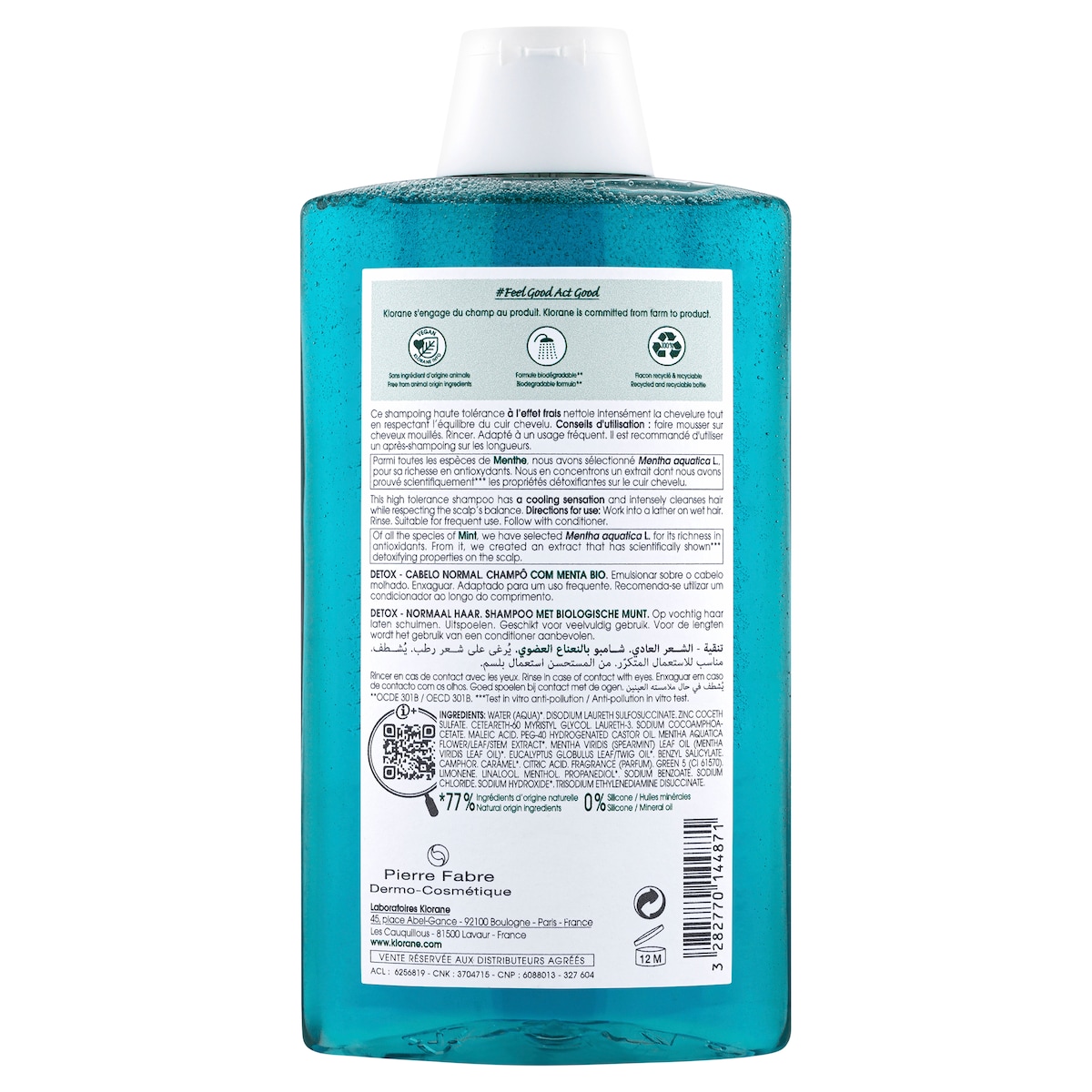 Klorane Detox Shampoo with Organic Mint 400ml