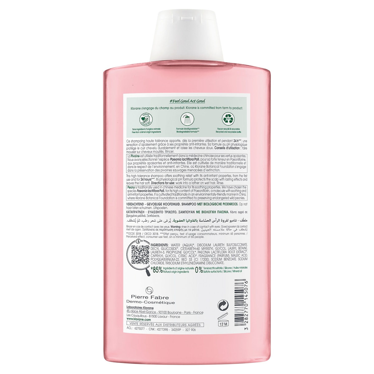 Klorane Soothing Shampoo With Organic Peony 400ml