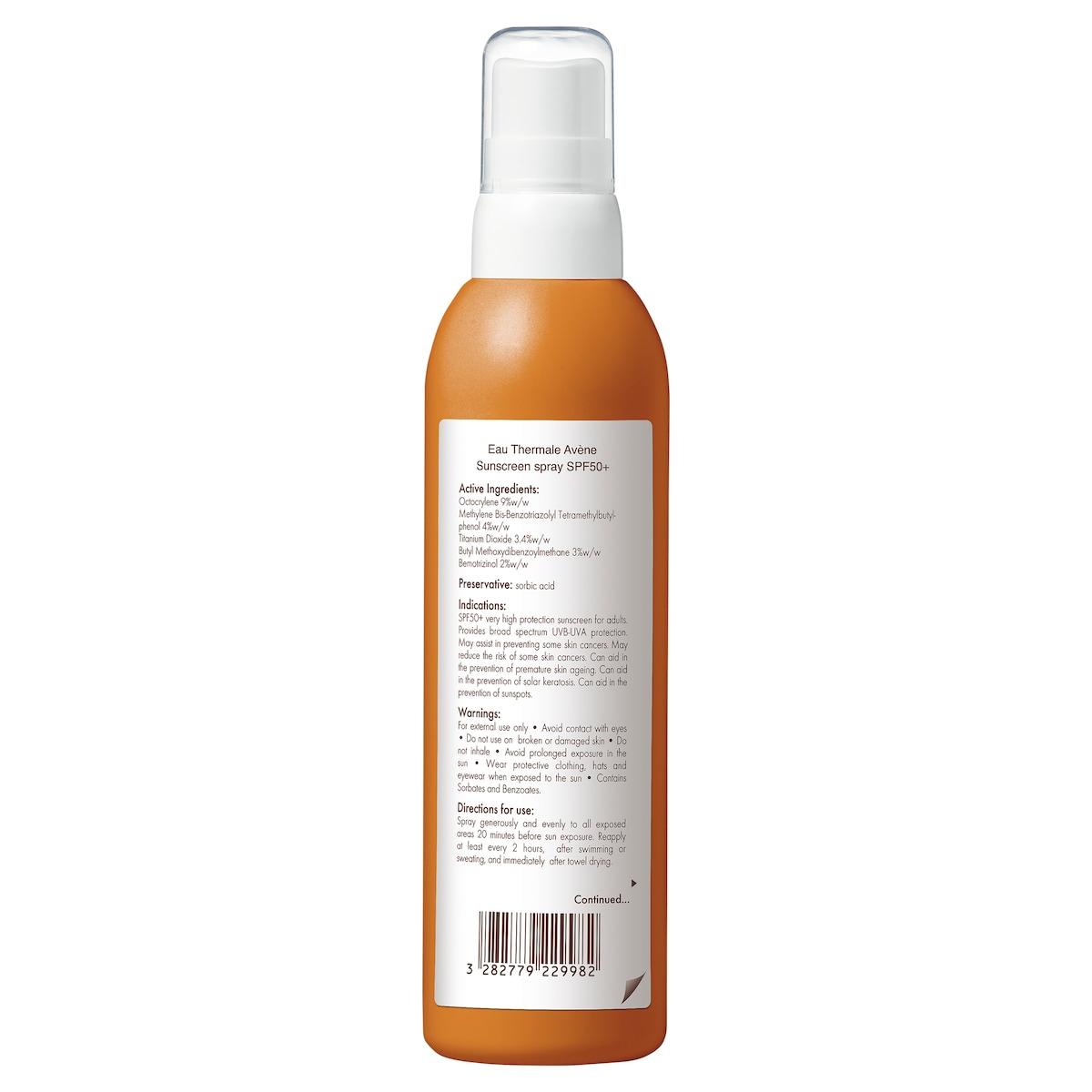 Avene Sunscreen Spray Face & Body SPF50 200ml