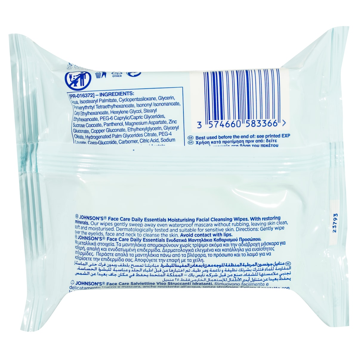 Johnsons Moisturising Facial Cleansing Wipes for Dry Skin 25 Pack